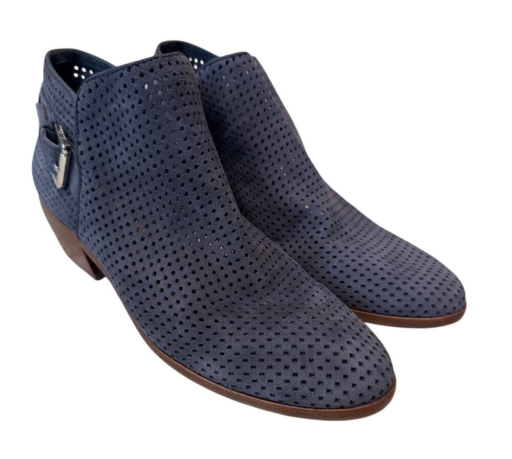 Sam Edelman Paula Chelsea Boots Women’s Leather Ankle Booties Size 7.5 Blue Gray